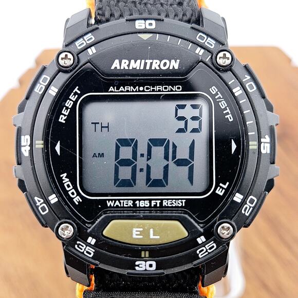 Armitron Digital Sports Watch Black Chronograph Alarm Timer Adjustable Straps - Picture 2 of 6